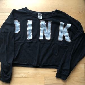 Pink Victoria’s Secret Cropped Marble Tee